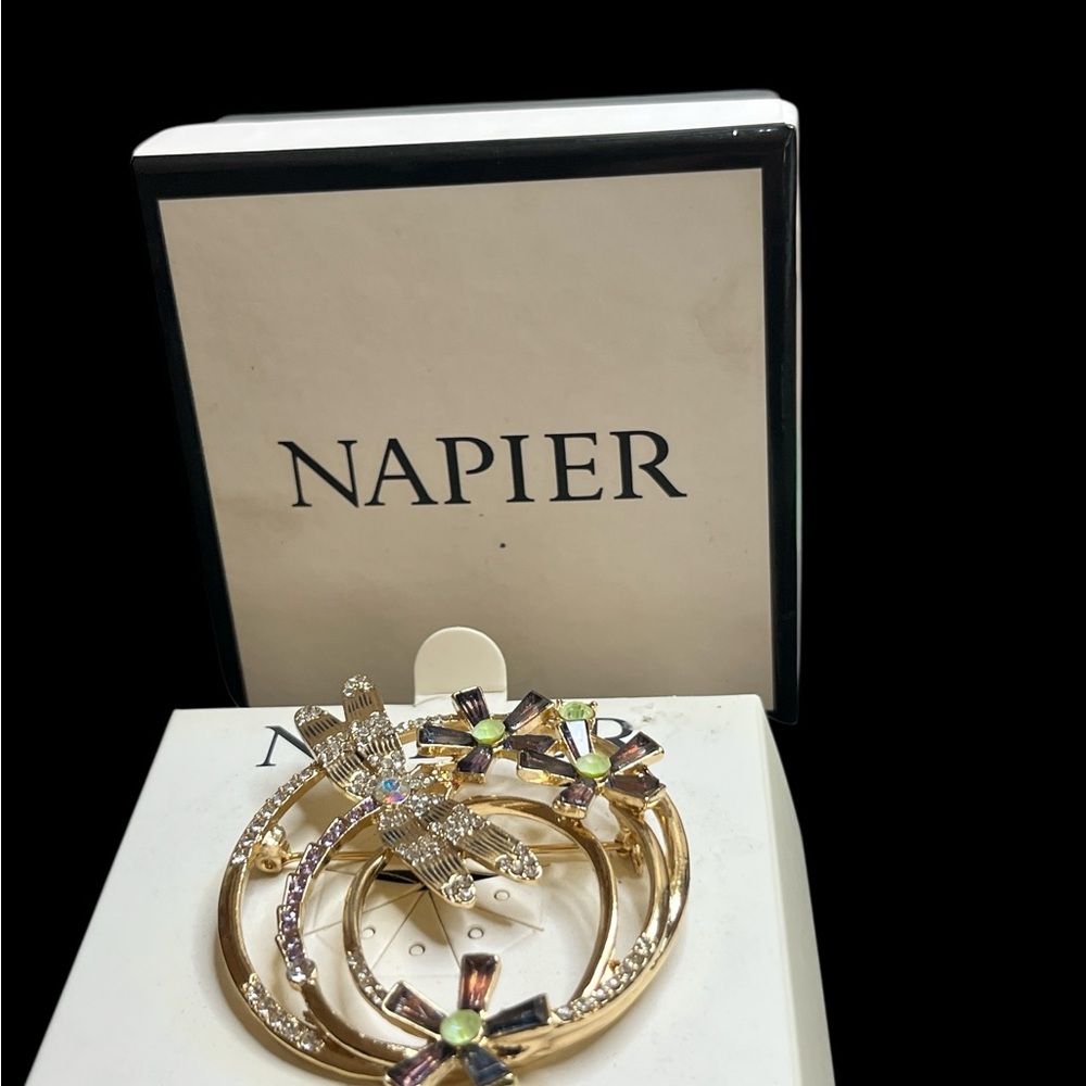 71 Napier Gold and Multicolor Dragonfly Earrings
